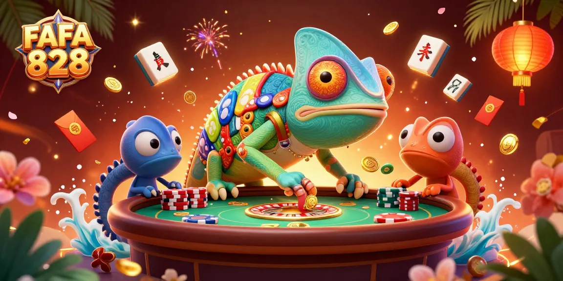 FAFA 828 showcases an exciting 3D casino scene where players explore vibrant games and win big.
