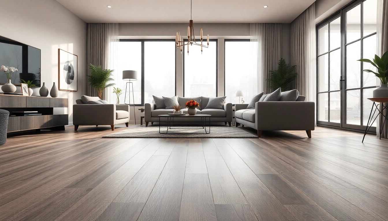 Installing flooring lvp in a modern, stylish living room for enhanced ambiance.