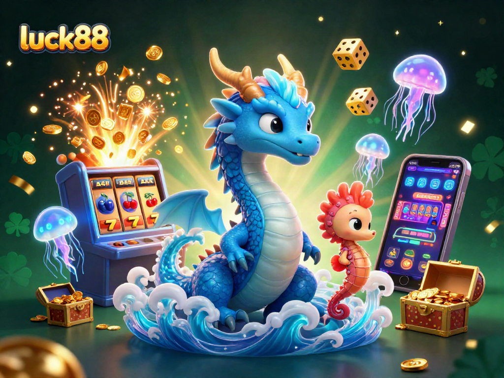 Experience luck88 in an exciting casino adventure with vibrant characters and dazzling winning elements.