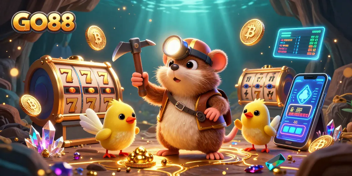 Experience thrilling games with GO88's vibrant treasure hunter scene full of jackpots and crypto elements.