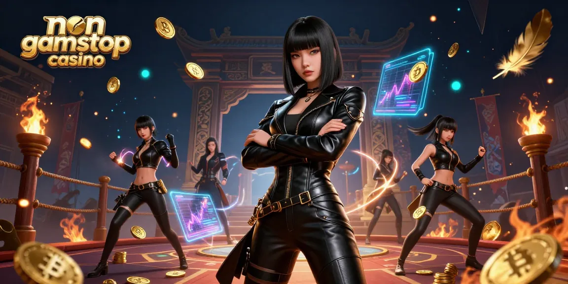 Engage with the thrill of non gamstop casino gaming illustrated vividly in 3D with neon elements.