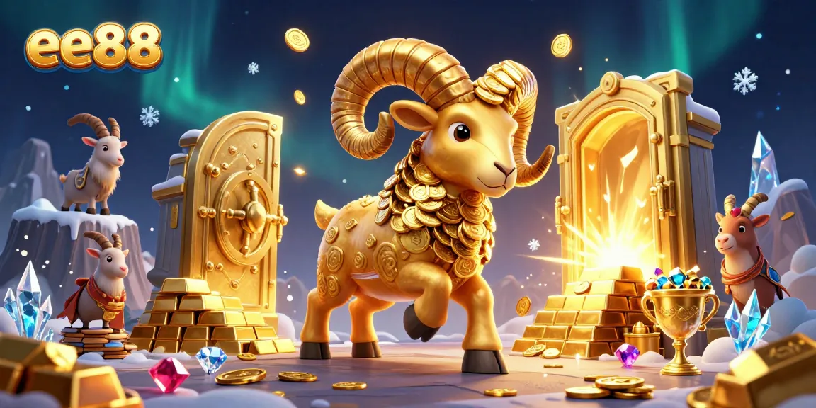 Engage with exciting ee88 casino gaming featuring a golden ram charging through treasure!