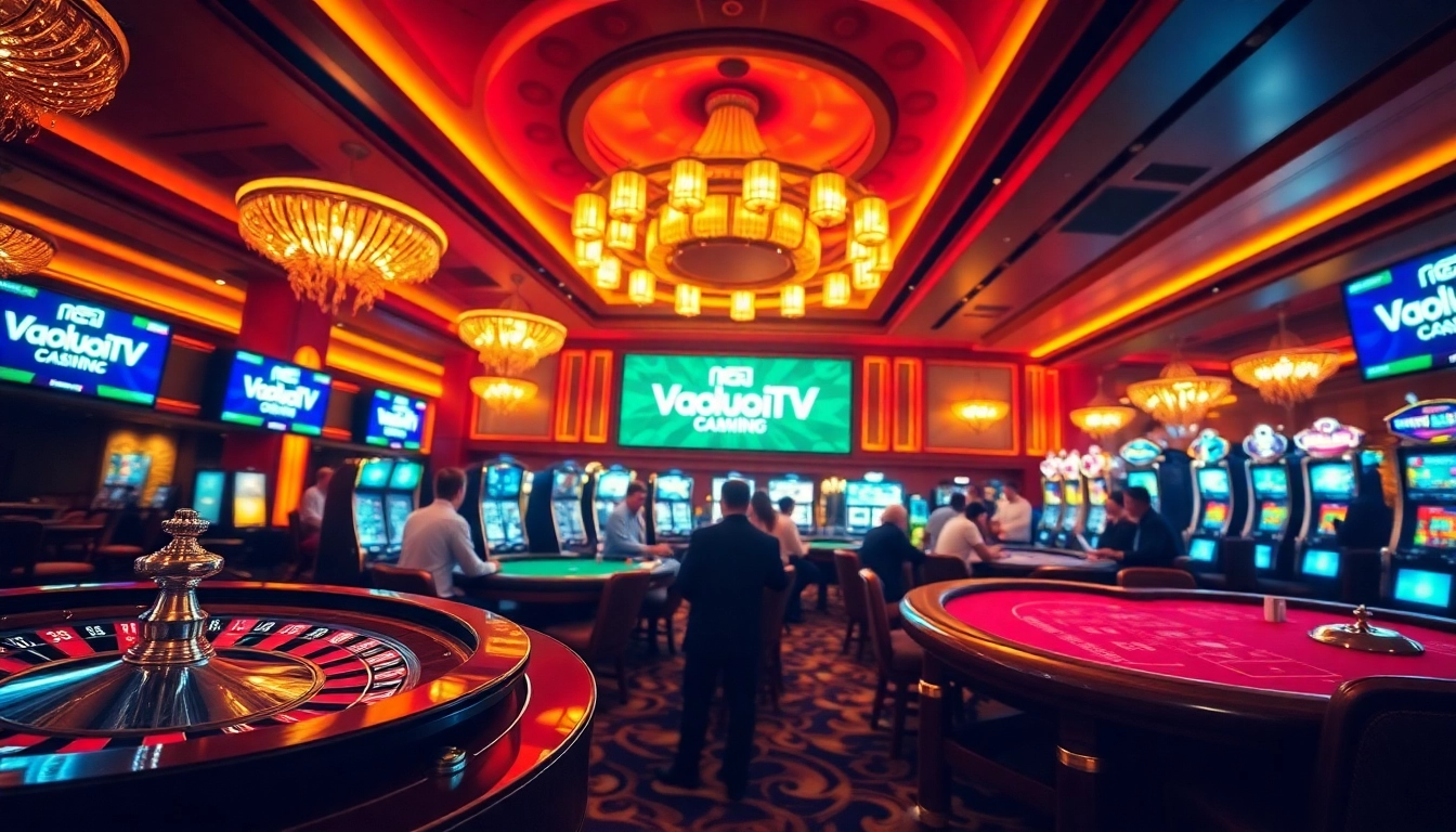 Experience thrilling gambling action at VaoluoiTV with engaging tables and vibrant slot machines.