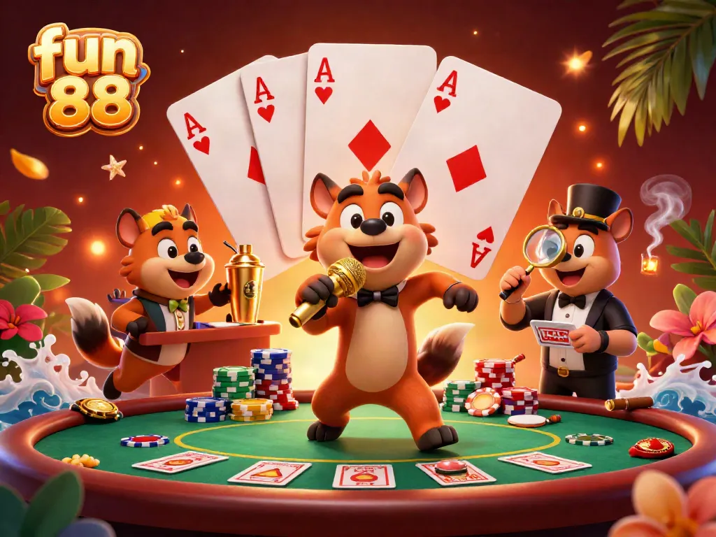 Experience the excitement of fun 88 with lively hyenas in a dynamic casino club setting.