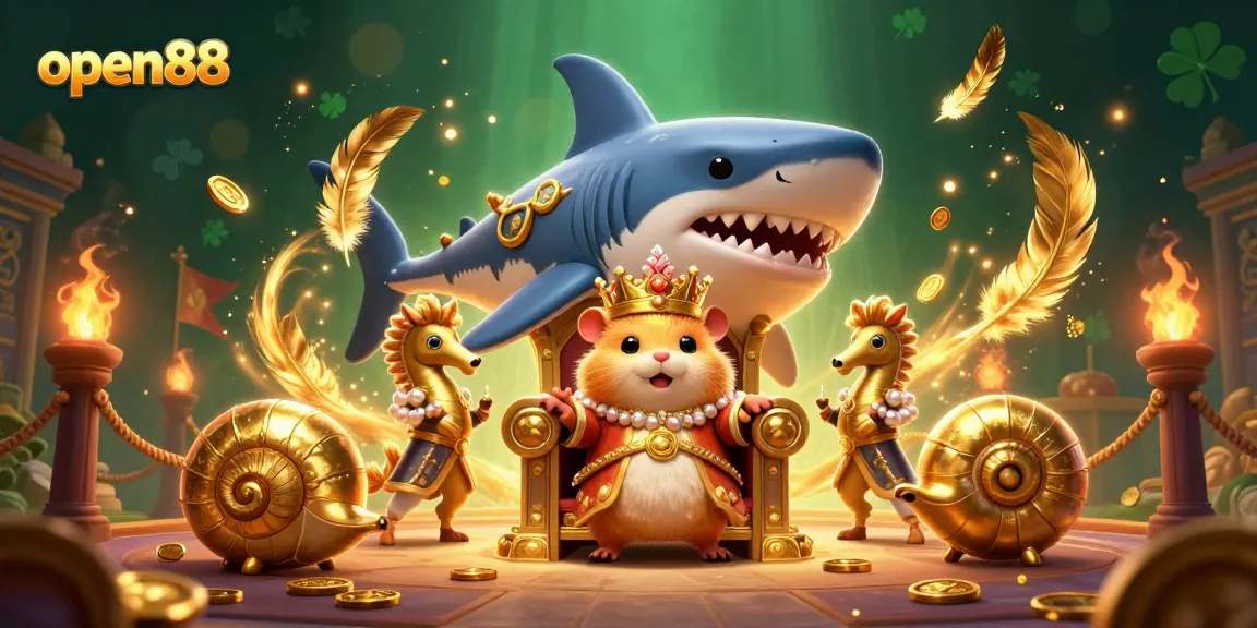 Experience thrilling gameplay at open88 with the vibrant golden hamster king and immersive casino elements.