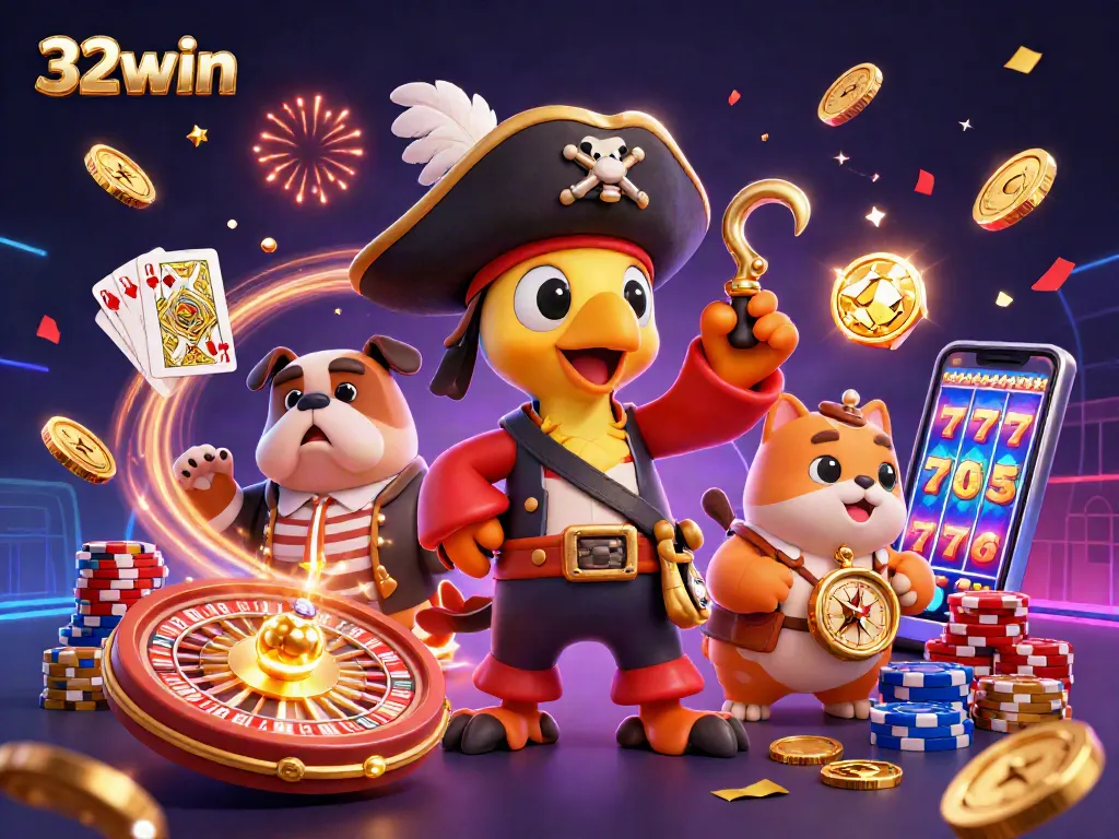 Experience winning moments at 32win with the vibrant casino scene filled with action and excitement.