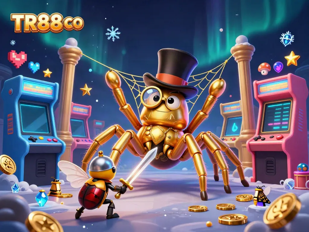 Experience the thrilling adventures of TR88 CO with unique casino characters amidst vibrant gaming elements.