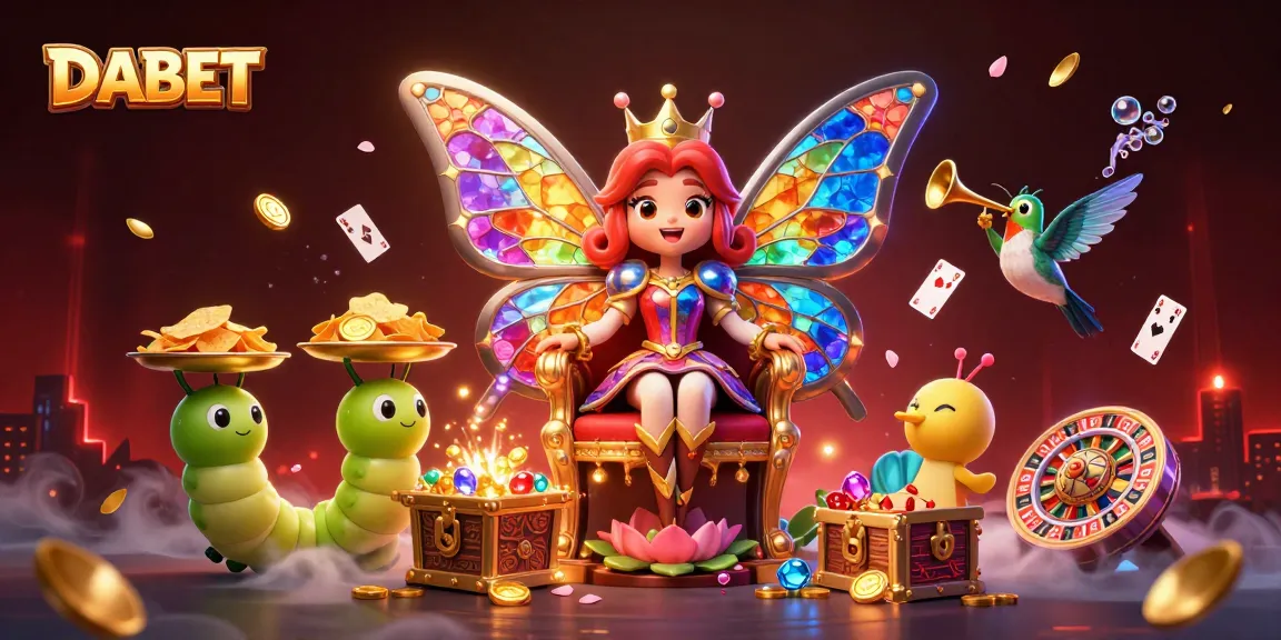 Experience thrilling gameplay with DABET's vivid 3D casino illustration showcasing an enchanting queen and vibrant game elements.
