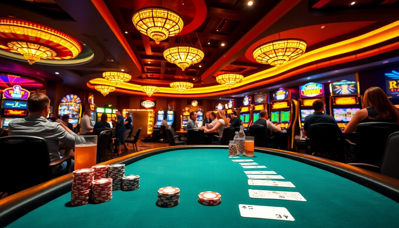 Players engaging in gambling excitement at https://lc88.bio/ with poker chips and roulette.