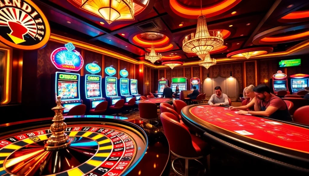 Engage in thrilling gameplay at https://sunwin10.de.com/ with exciting casino tables featuring vibrant slot machines and roulette wheels.